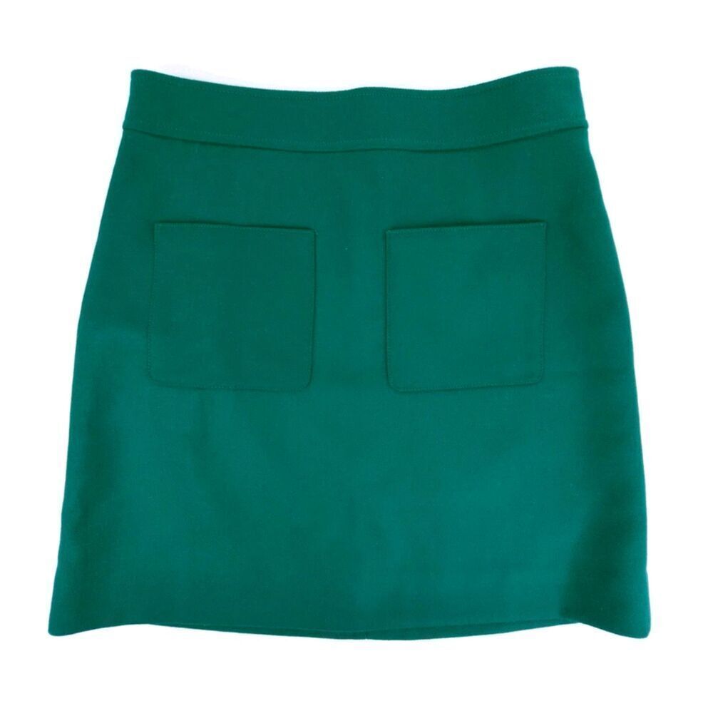 NEW JCrew 100% Wool Patch pocket Mini Skirt Old Money Quiet Luxury Emerald Green